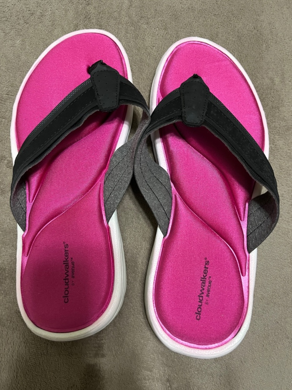 cloudwalkers Hot Pink & Black Women's Comfort Sandals size XL (11-12)